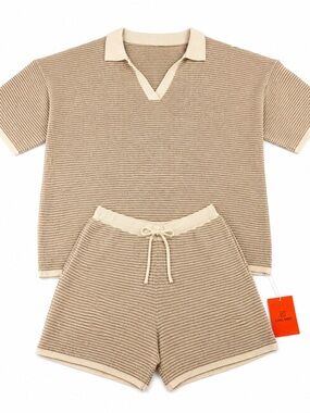 NWT Tankaneo Women's XXL 2-Piece Textured Knit Lounge Set | Short Sleeve
